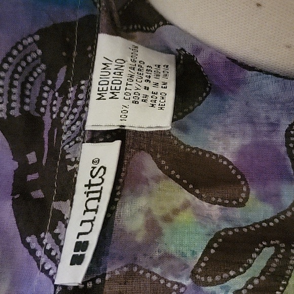 Units Tie Dyed Blouse Size Medium Purple, Blue and Green - Picture 8 of 9